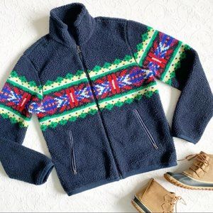 Vintage 90s Polo Ralph Lauren Southwestern Navajo Full Zip Fleece Jacket Medium